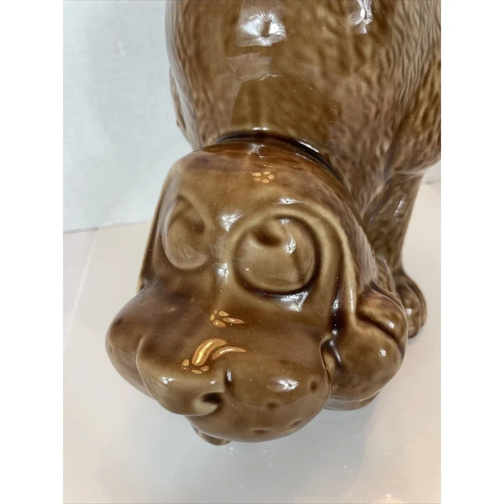 Vintage 1980s McCoy Pottery HOUND DOG Ceramic Cookie Jar Plain Face Brown #0272
